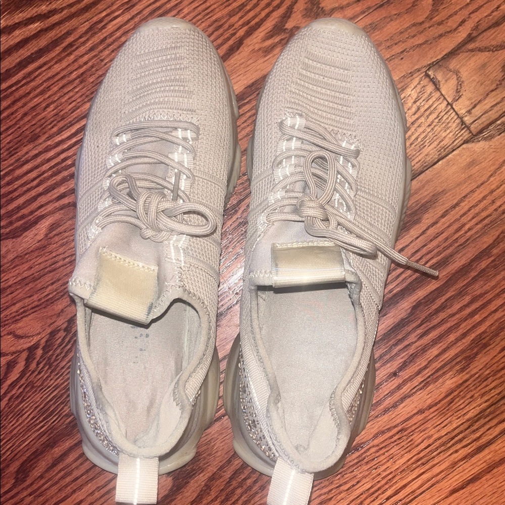 Women’s beige/ tan color sneakers with rhinestones